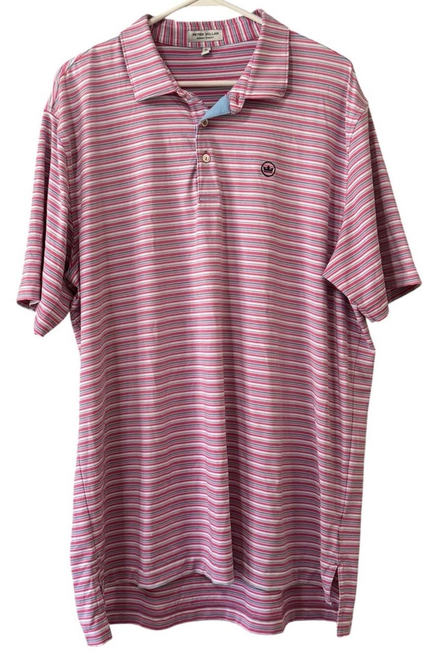 Peter Millar Summer Comfort Polo Shirt Short Sleeve Men Sz XL Logo Buttons City